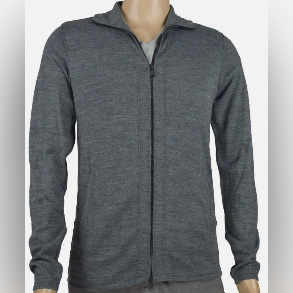 John Varvatos Gray Wool Blend Full-Zip Sweater Men's Size XXL